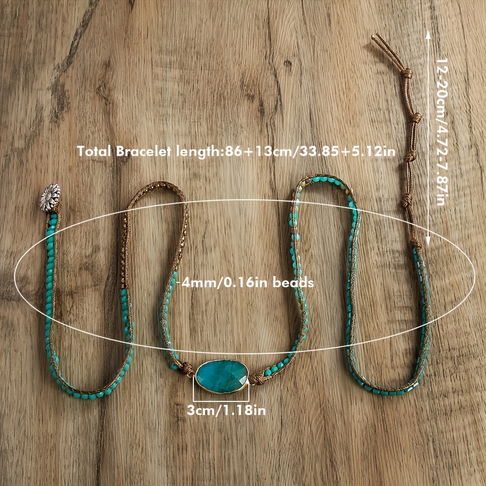 Colorful Stone Wrap Bracelet Hand Rope Jewelry Accessory